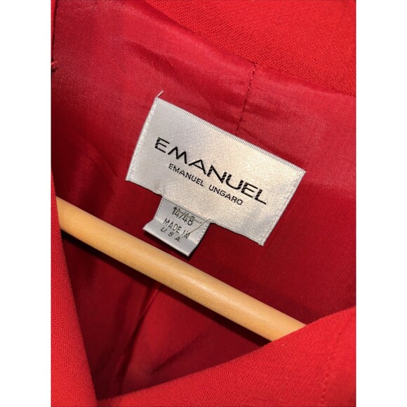 Emanuel Ungaro Jacket Buttons Pockets Red Wool Blend 14 48 Lined Collar Vented - Picture 2 of 15